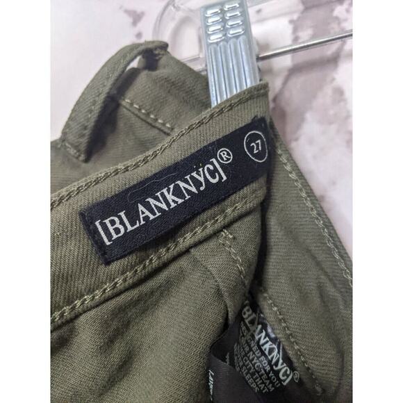 Blank NYC Pants Women 27 Skinny Green Mid Rise Utility Cropped Carpenter - Picture 4 of 8